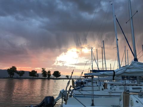 Sunset at the marina on Utah Lake, UT