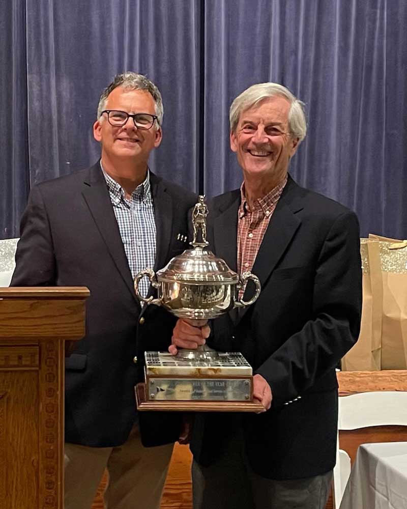 Corinthian Yacht Club Kevin Roesler and PICYA Yachtsman of the Year winner John Arndt.