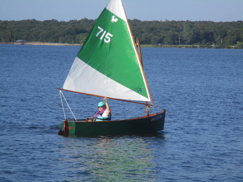 Teresa Smith-Galoob sailing her Rooster on Lake Thunderbird. 