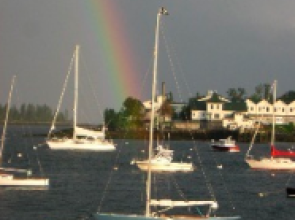 Sailors from Boothbay, Maine enjoy a pleasant afternoon sail