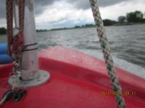 Sailors still manage to celebrate in heavy winds and rain!