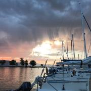 Sunset at the marina on Utah Lake, UT